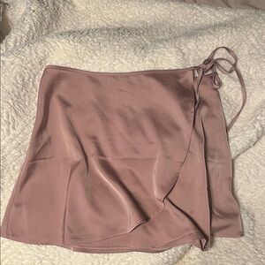 Dusty Rose Satin Wrap Mini Skirt